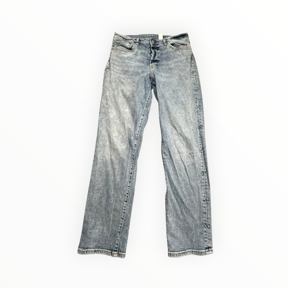 H&M &Denim Jeans Women 32 Blue‎ Vintage Fit High Waist Straight Leg Light Wash